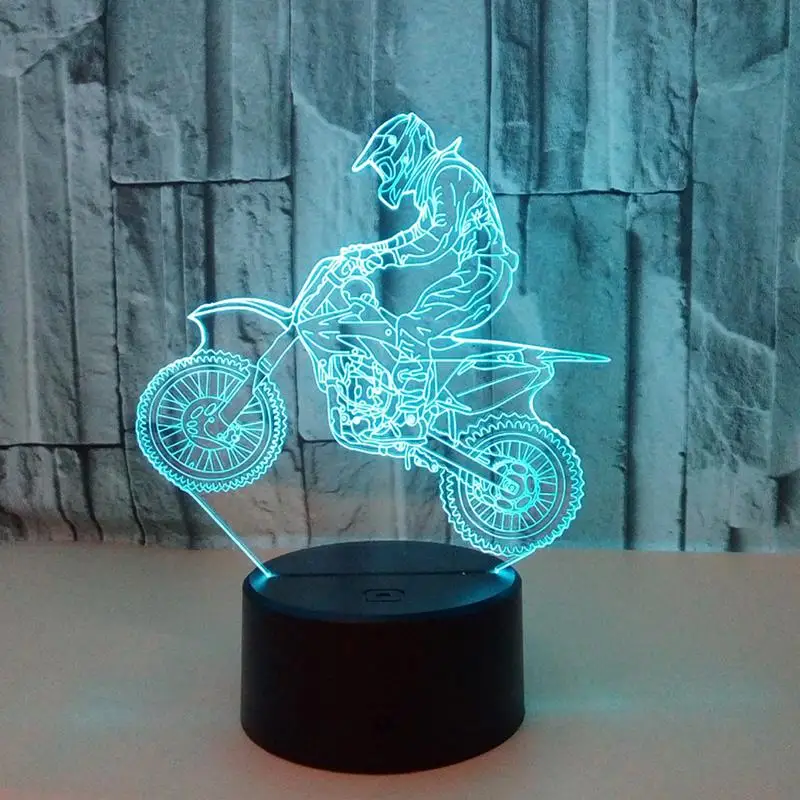 

3D Table Lamp Atmosphere Christmas Xmas Bright Desk Light Touch Control Motocross Bike Modern Indoor Lighting Night Light