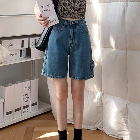 

Women's spring and autumn 2021 new summer high waist loose straight 5-point pants sweatpants women plus size korean