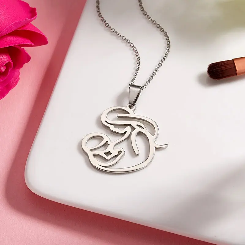 Модное ожерелье Znic сплав золото мать и ребенок светло-розовый горный хрусталь