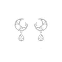 elegant design moon earring move water droplets earring for girl women micro inlay zircon earring