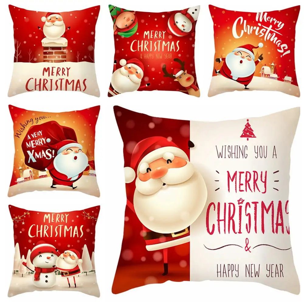 

Christmas Cushion Cover Cotton Pillow Case 45x45 cm Christmas Decorations For Living Room Sofa Cover Chair Cover Decor