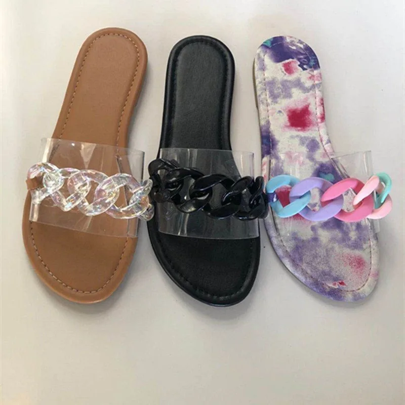 

Women pvc Slippers Slides Clear Transparent slides Jelly Shoes Outdoors Female Sexy Summer Beach Shoes 2021 Female Footwear shoe