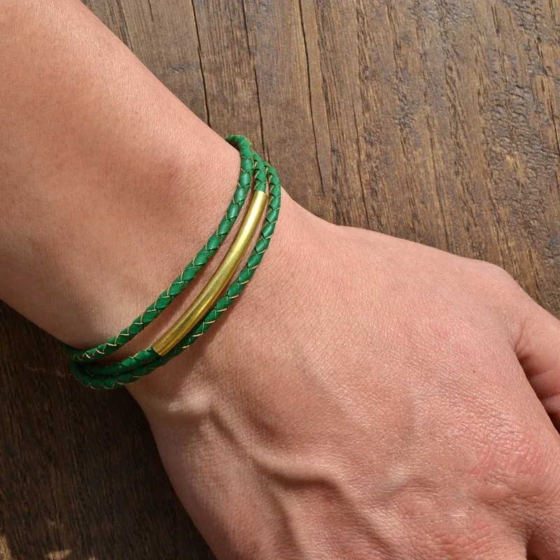 Черный кожаный браслет в ретро стиле мужской модный с цепочкой | Украшения и