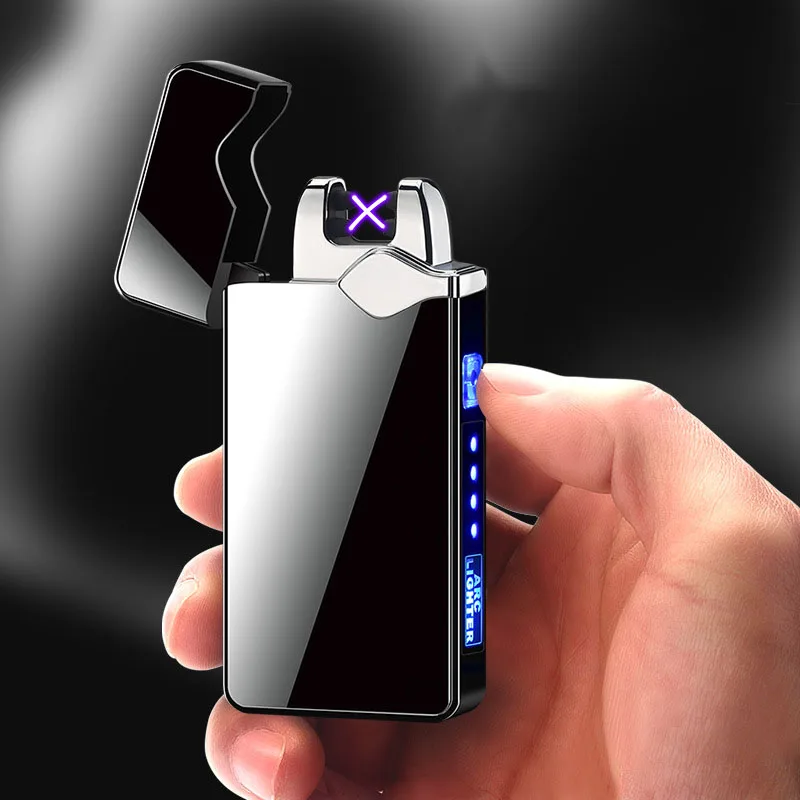 Ветрозащитная электронная USB Зажигалка, сигарета, перезаряжаемый Электрический Импульсный фонарь, зажигалки, плазменная двойная дуговая зажигалка, гаджеты для мужчин