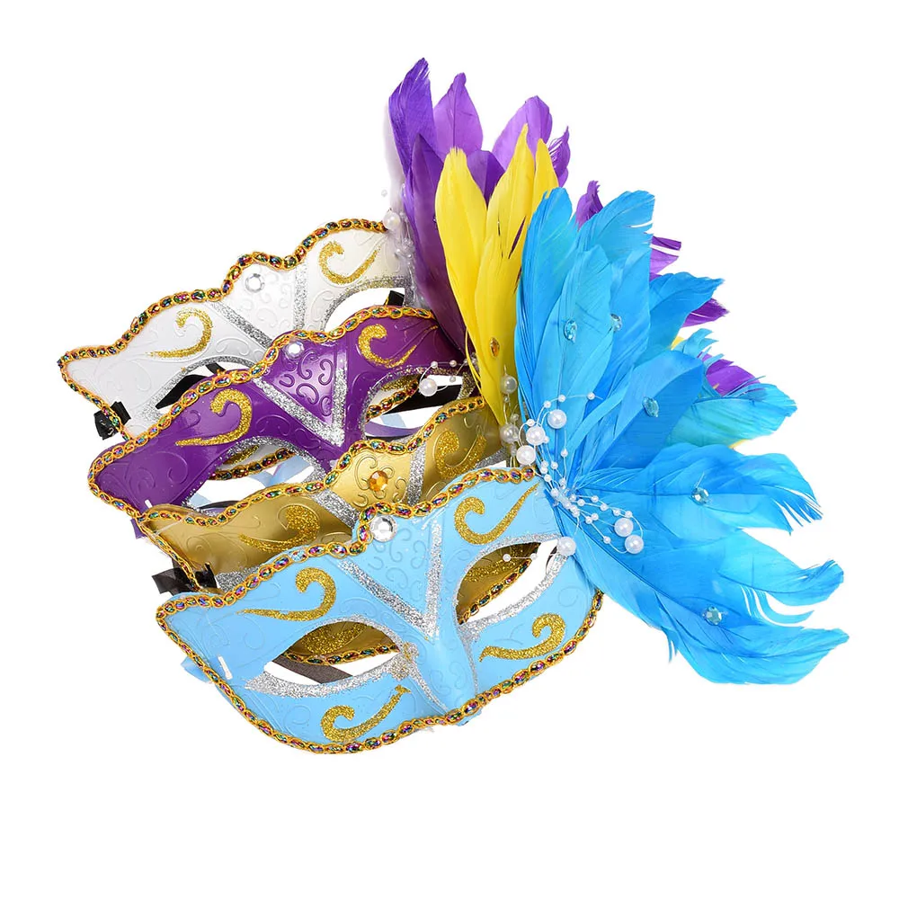 

Masquerade Christmas Halloween Feather Painted Mask Birthday Party Performances Props For Fancy Dress Christmas Halloween Party
