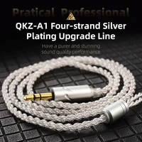 qkz a1 zxn zxt zx2 zax2 vk4 ak6 pro headphones silver plated upgrade cable 2 pin 0 75mm high purity oxygen copper earphone wire