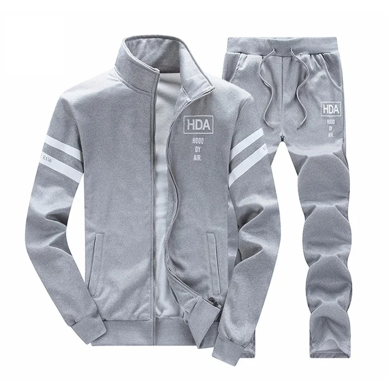 D75 Grey Мужской комплект одежды, спортивная одежда, модные толстовки с капюшоном, спортивные комплекты, мужские спортивные костюмы из двух частей, толстовки+ штаны, комплекты из 2 предметов - Цвет: D75 Grey
