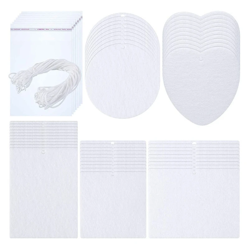 

50 Pieces Sublimation Air Freshener Sheets Blanks Felt Car White Fragrant Sheets DIY Auto Scented Sheets