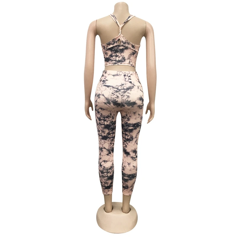 

Casual Print Two Pieces Pant Set Summer Women Halter Top and Ankle Length Pants Suits 2 Piece Outfits Sets