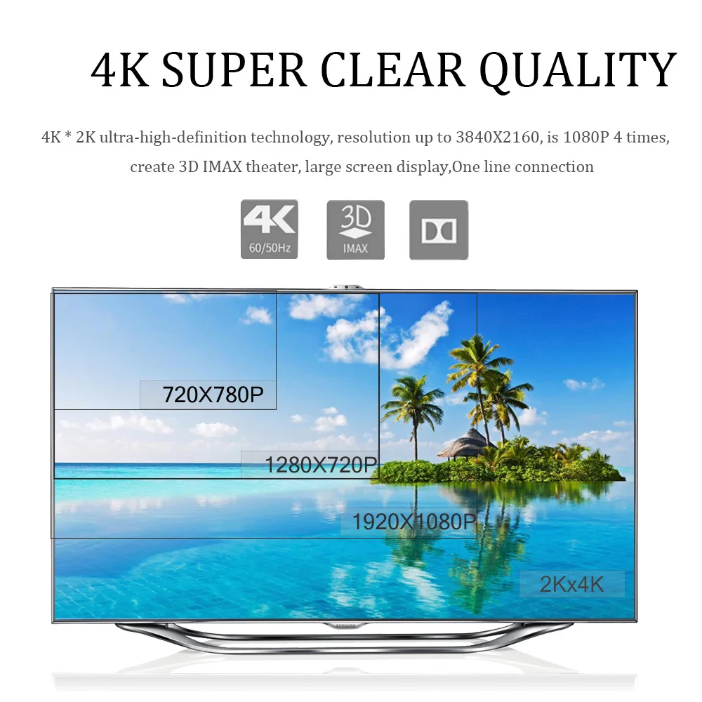 Кабель HDMI в 2 0 4k HD 1080P 3D высокоскоростной адаптер для ТВ проектора компьютера 1 м 5 3