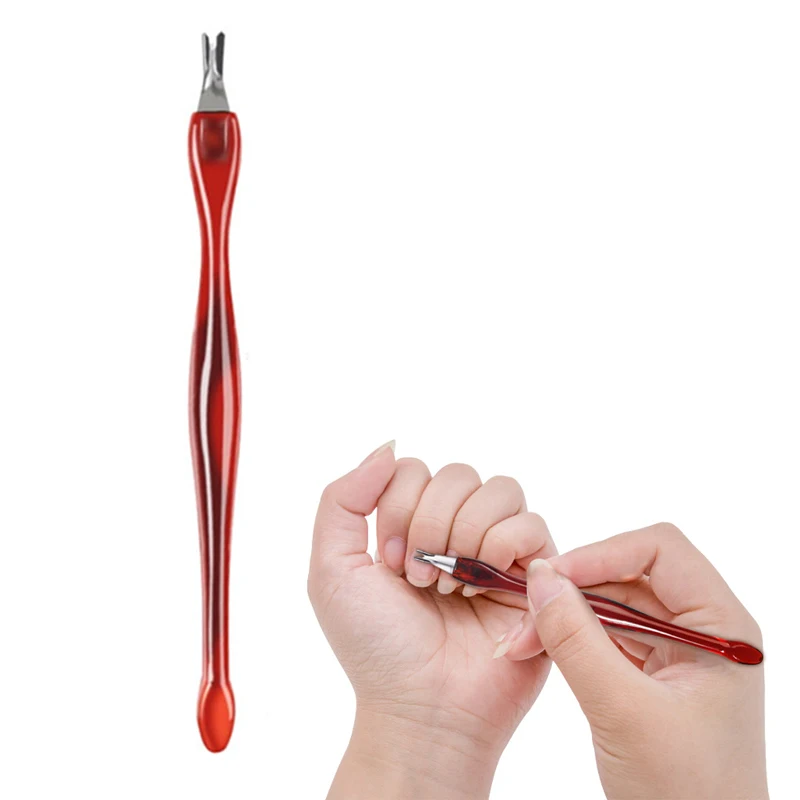 Из нержавеющей стали для кутикулы жидкость снятия двухсторонний инструмент