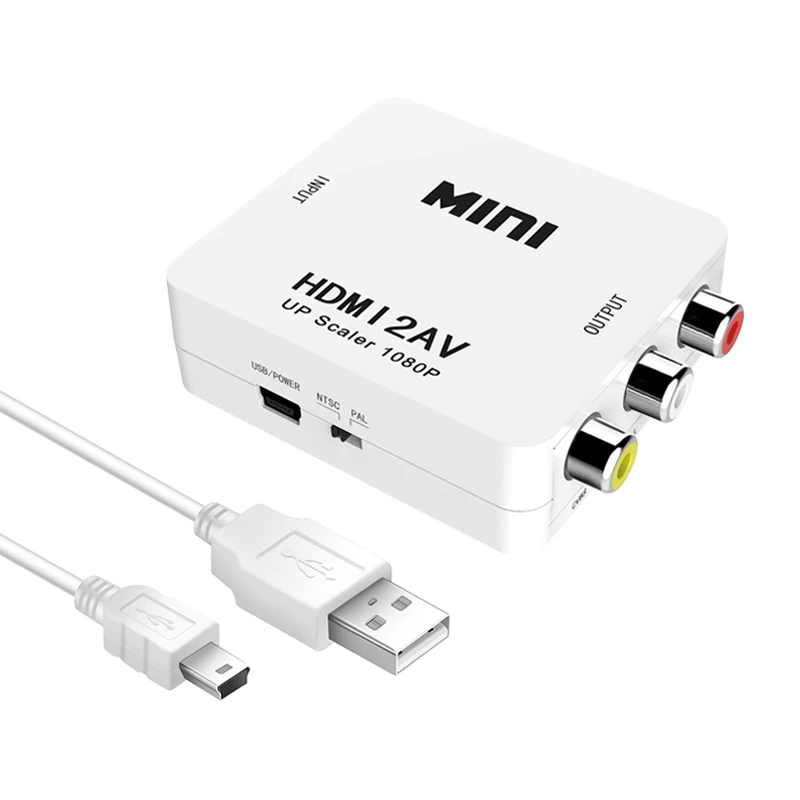 White HDMI к RCA AV конвертер HDMI К AV адаптер Android tv Smart Box Ноутбук Chromecast для 1080P 720P 480P NTSC/PAL HDMI2AV - Цвет: White