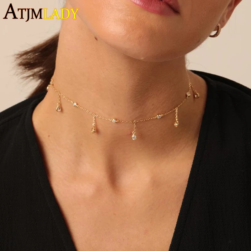 Новинка 100% Серебро 925 пробы с кубическим цирконием очаровательное колье-чокер