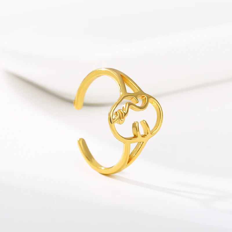 

Sleeping Beauty Human Face Rings For Women Girls Stainless Steel Adjustable Vintage Rings Female Charm Wedding Jewelry Gifts Bff