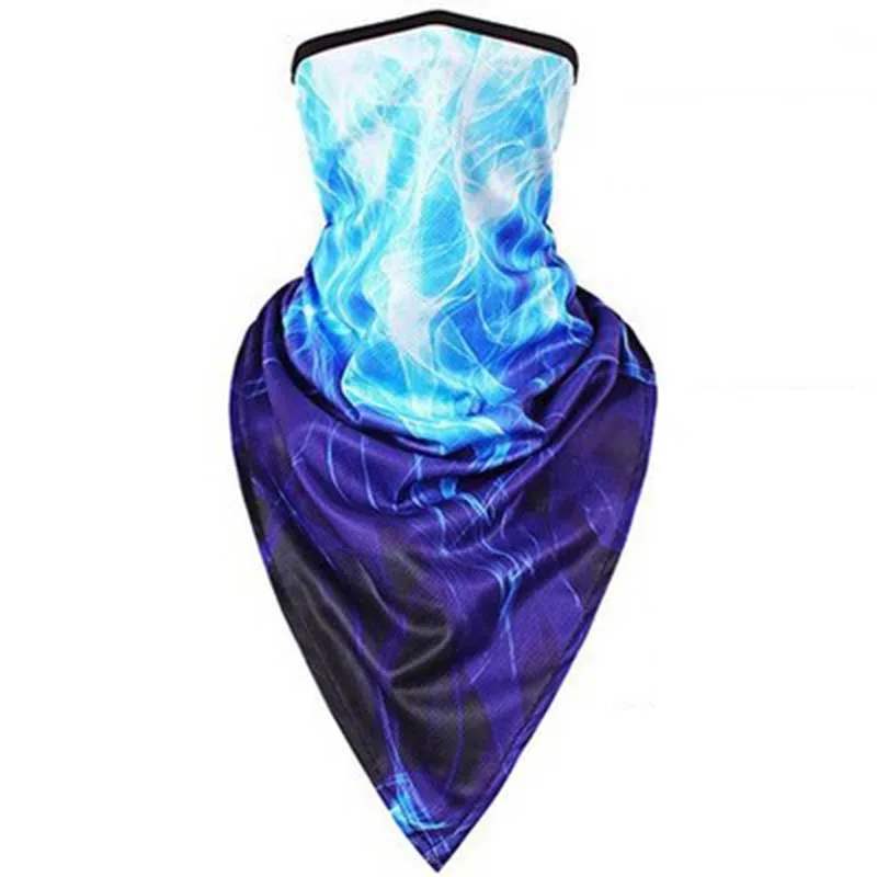 Blue flame Летняя маска для велоспорта, дышащая маска для спорта на открытом воздухе, шелковая бандана, повязка на голову, анти-УФ, тренировочная маска для бега - Цвет: Blue flame