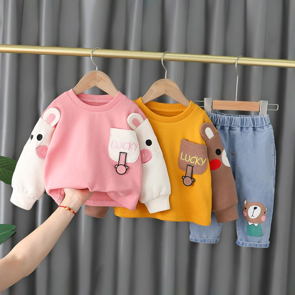 

Girls Clothes Sets Spring Autumn Children Casual Cute Pullover Tops Pants 2pcs Tracksuits For Baby Kids Sports Suits Outfits 4Y