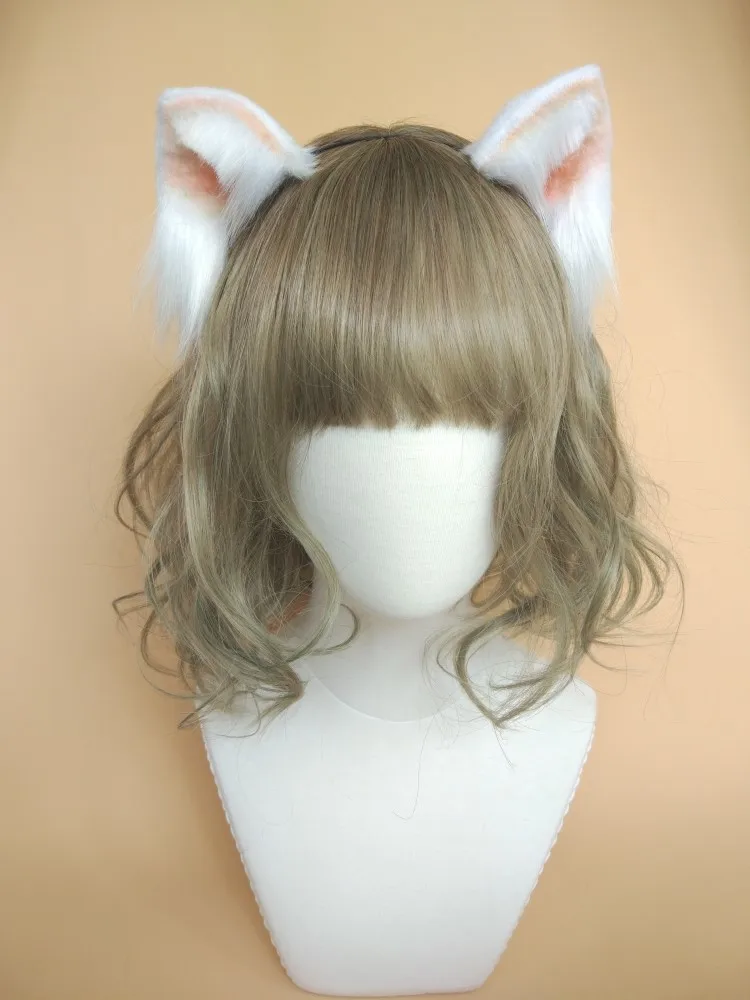 Лолита косплей костюм аксессуары Симпатичная кошка neko уши лиса обруч для волос черный белый головной убор сделано в ручную