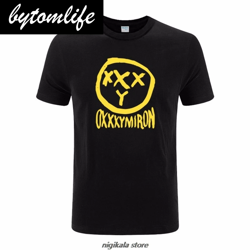 Футболка мужская с принтом OXXXYMIRON модная тенниска для отдыха круглым вырезом и