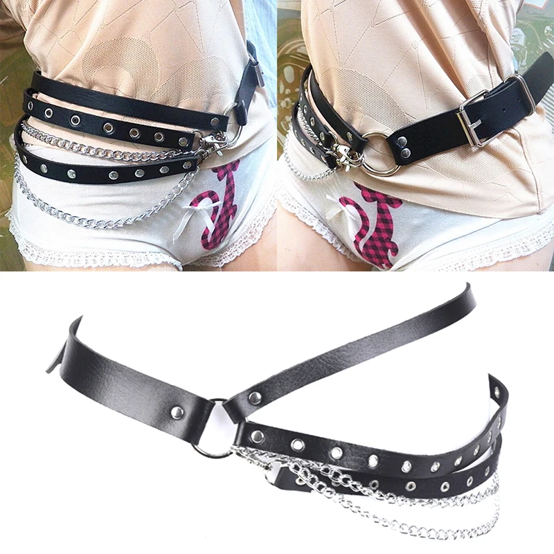 

Ремень из искусственной кожи в стиле панк, регулируемый пояс-цепочка с пряжкой в стиле рок