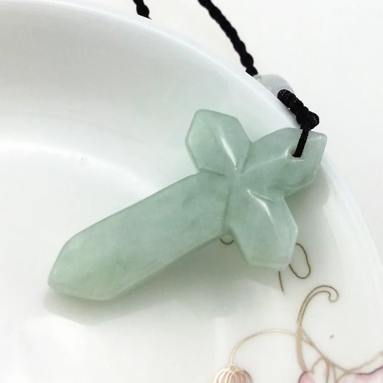 Натуральный Изумрудный крест нефритовый кулон ожерелье очарование ювелирные
