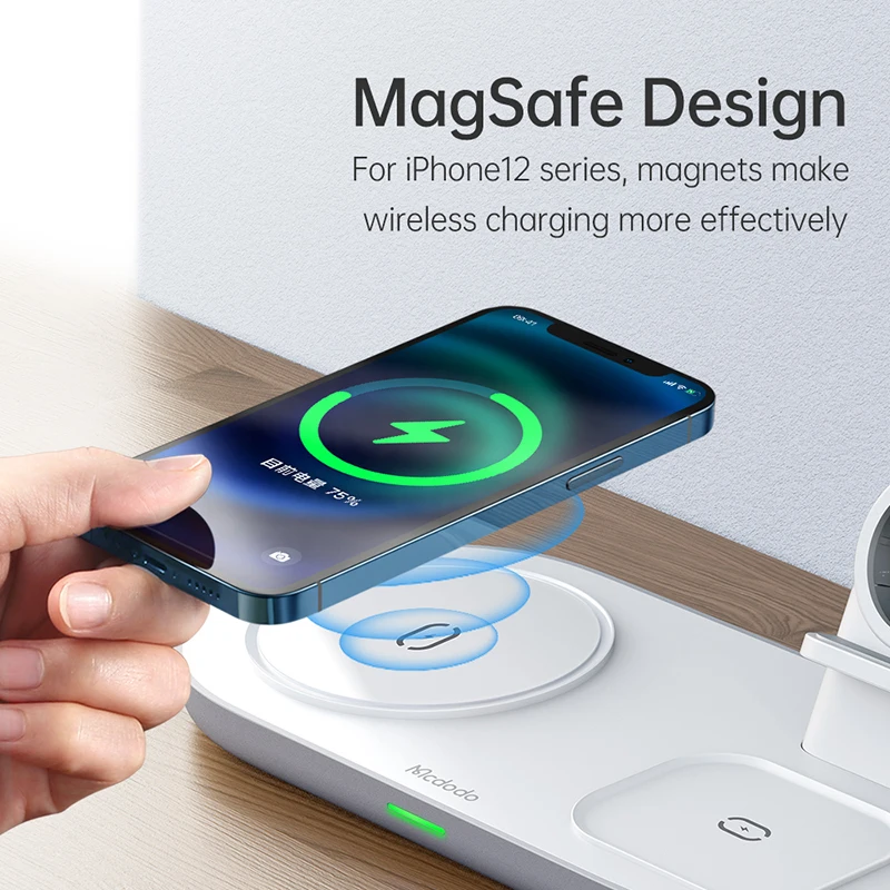 mcdodo 3 in 1 fast wireless charger pad 15w fast charging for apple watch series 5 4 iphone 12 11 tws airpods pro android phone free global shipping