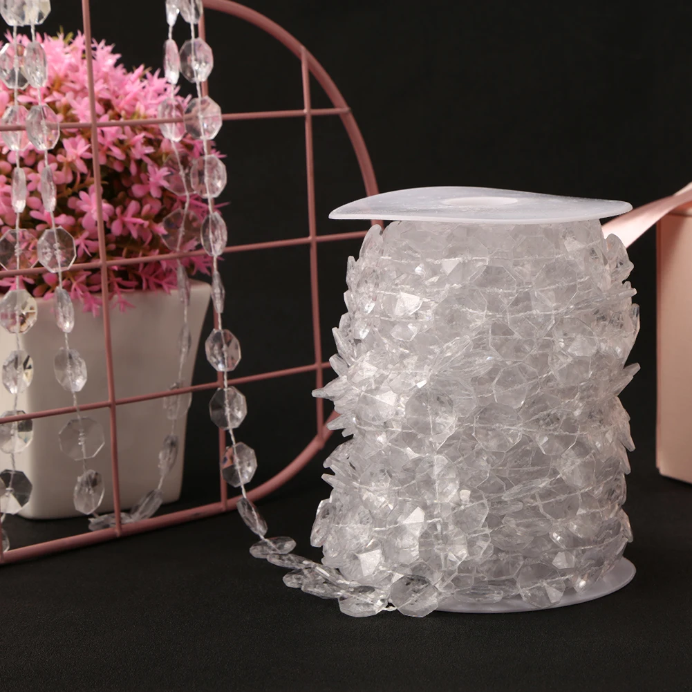 Акриловые хрустальные гирлянды из бисера люстра Висячие Восьмиугольные бусины