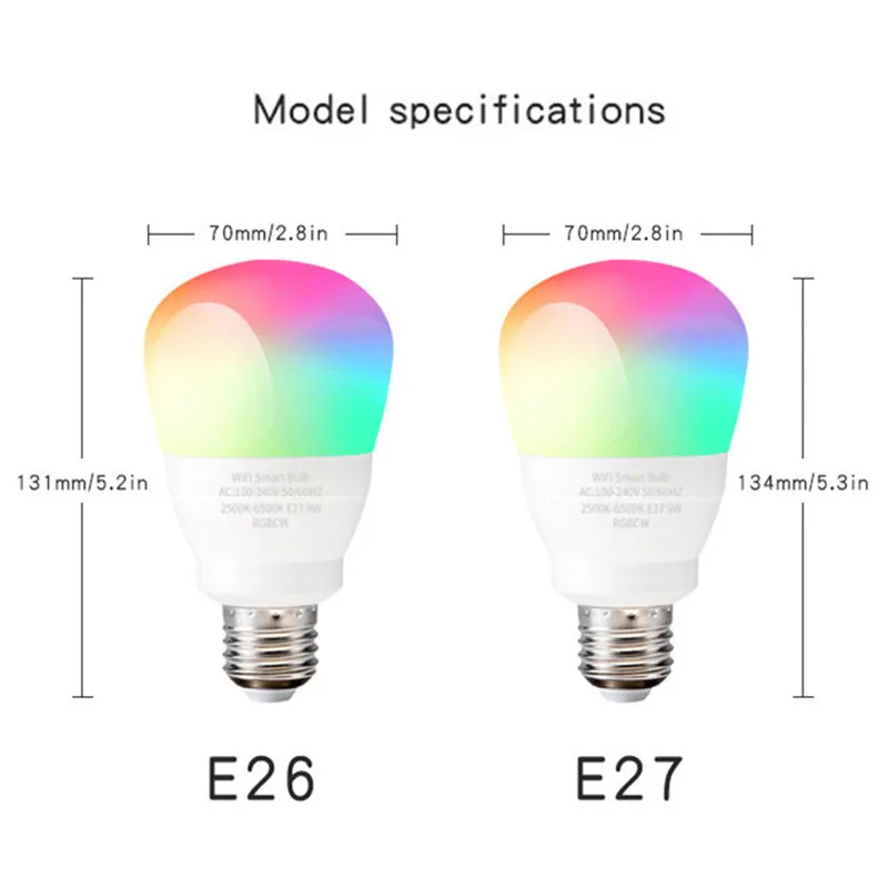 

E26/E27 Smart Control Lamp Led RGB Light Dimmable 9W RGBW Led Lamp Colorful Changing Bulb Led Lampada RGBW White Decor Home