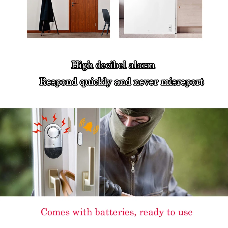 

120DB Super Loud Sound Alarm Sensor Mini Window Door Sensor Wireless Burglar Alarm with Magnetic Sensor Home Security System Kit