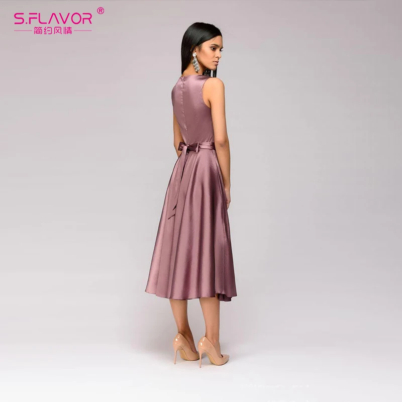Винтажное платье до колена S.FLAVOR элегантное короткое праздничное трапеция с