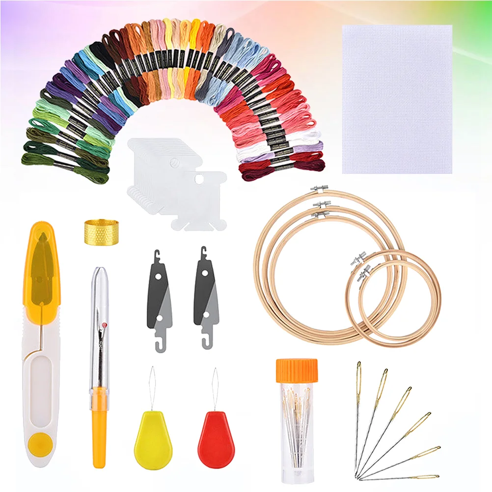 

Набор инструментов для вышивания, комплект из 50 цветных ниток с аксессуарами, для шитья «сделай сам», для дома и девушек, 1 комплект