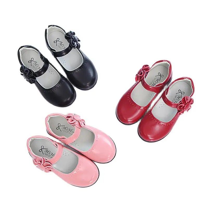 2022 Child Kids Dancing Shoes Girls Spring Autumn New Princess Single Leather Size 26-36 |