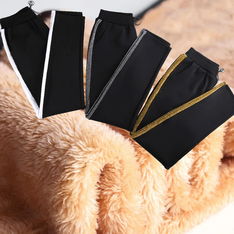 

Large size 5XL Winter New High Waist Lambskin Sweatpants Fashion Plus Velvet Thickening Harem Trousers Slim Stretch Warm Pants