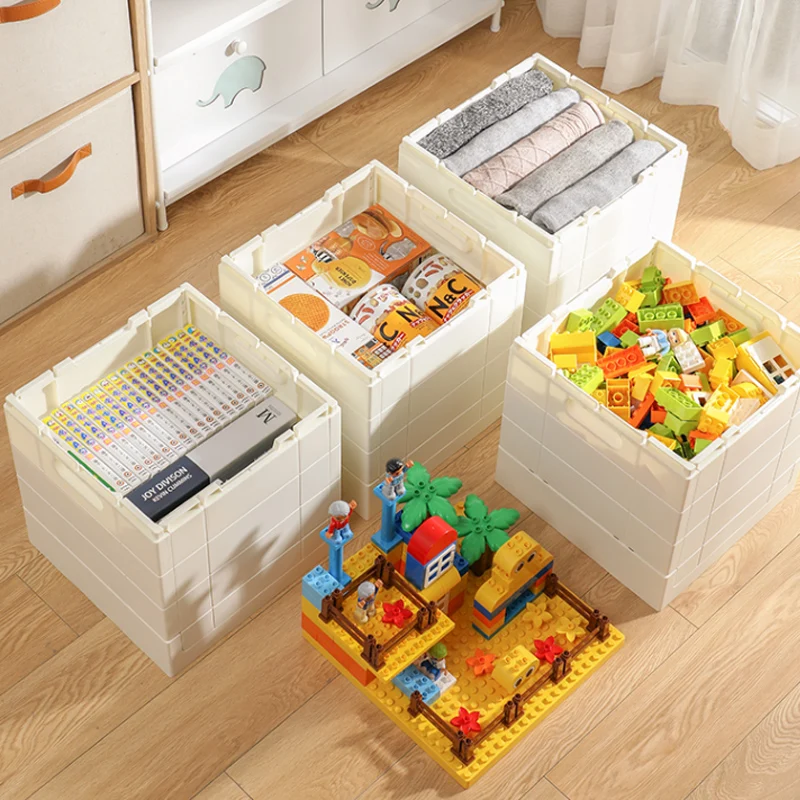 SHIMOYAMA-cajas de almacenamiento creativas plegables para ni&ntilde;os, bloques de construcci&oacute;n, placas Base, organizador, cubo de pl&aacute;stico, aperitivos, maquillaje, art&iacute;culos diversos-2