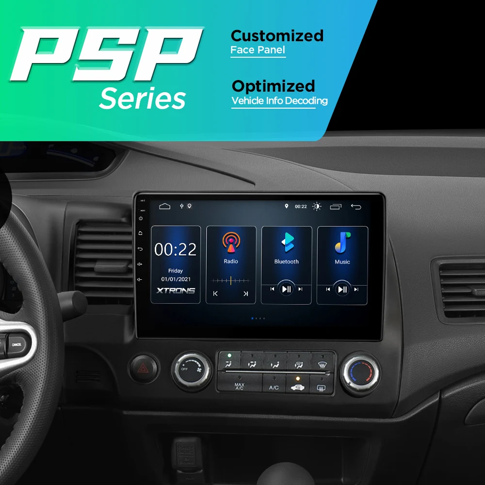 Автомобильный мультимедийный плеер XTRONS IPS Android 10 для Honda civic 1-2007 левый руль