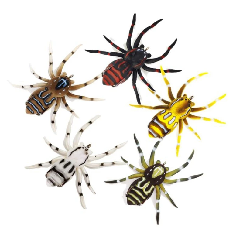 

5 Pcs Soft Phantom Spider Bait,Bass Fishing Lure,3D Eyes Fishing Lure,Bionic Weedless Hook,for Bass Snakehead Pike Trout