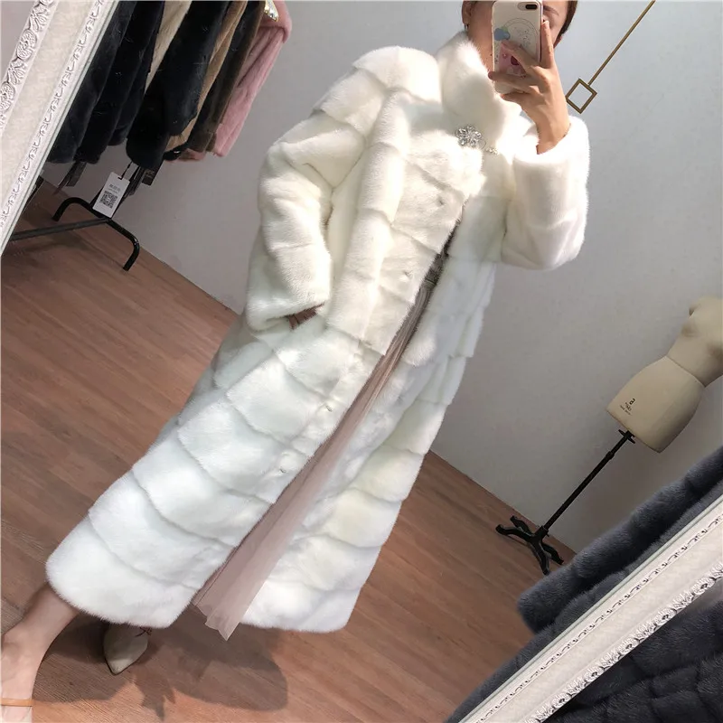 Новое поступление шуба из настоящей норки с капюшоном X-Long Pelt шуба из натурального меха для женщин из натуральной норки шуба зимняя теплая MKW-142