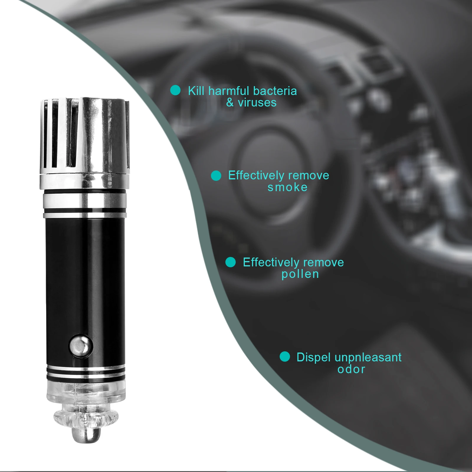

2021 Car Negative Ions Air Purifier Ionizer Black Air Cleaner Automobile Dust Smoke PM2.5 Eliminator Remover For Home Office