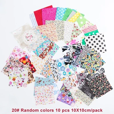 20 10pcs 10X10cm 25x25 см или 10x10 см хлопчатобумажная ткань с принтом для шитья стеганые ткани для лоскутного рукоделия аксессуары ручной работы T7866 - Цвет: 20 10pcs 10X10cm