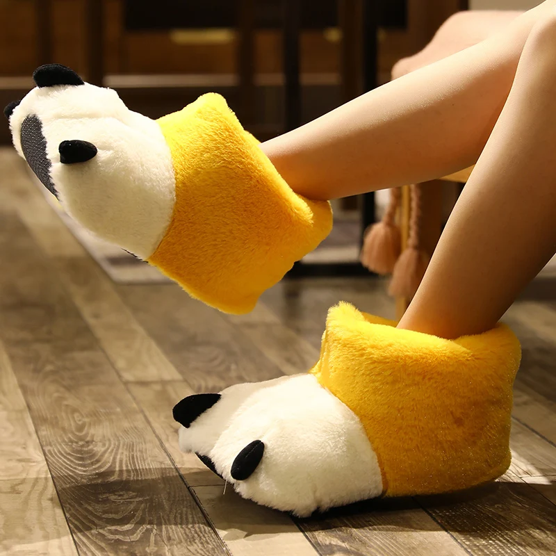 

Cute Four-Color Animal Paw Plush Home Slippers Winter Style Bear Claw Plush Warm Slippers Fashionable Cat Scratch Home Slippers