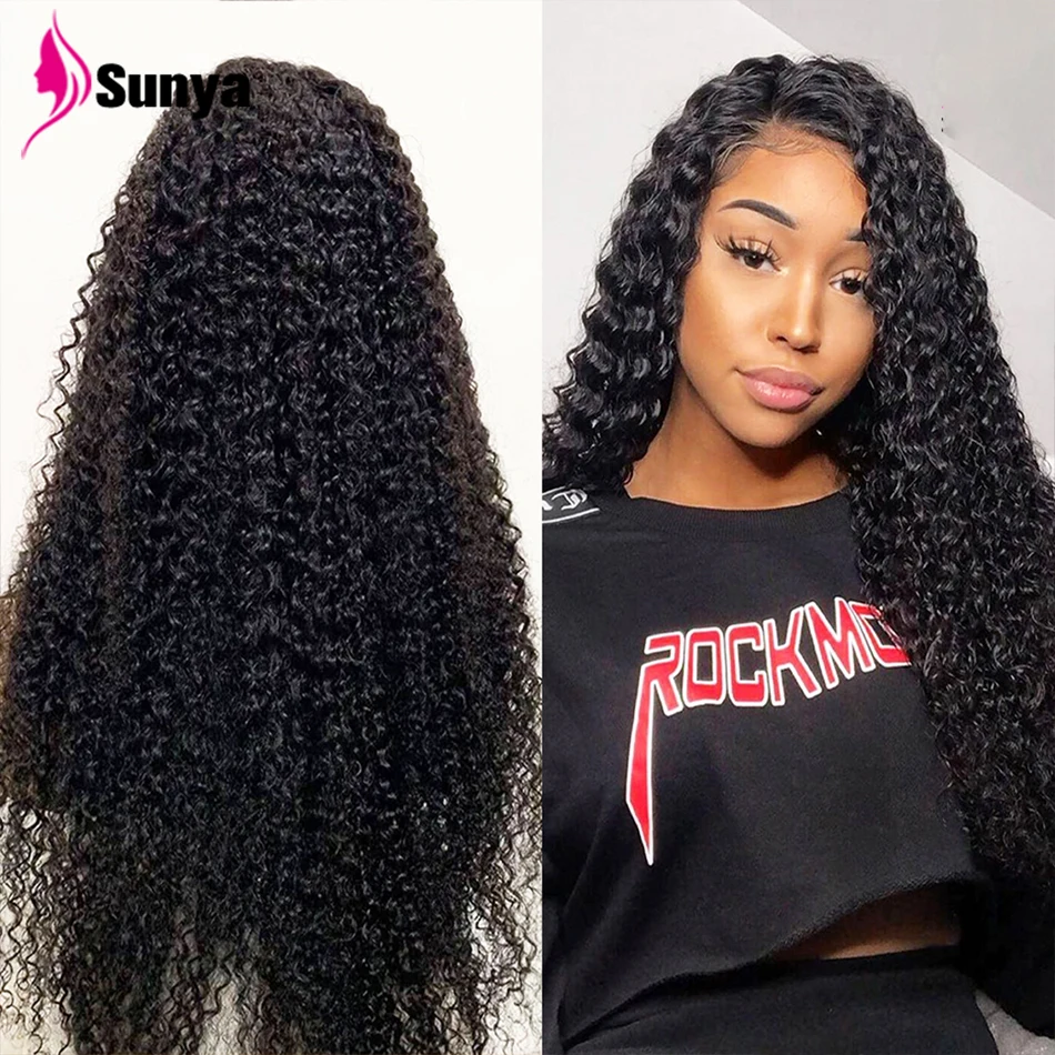 Brazilian Kinky Curly Transparent Lace Closure Wigs Natural Color Hair 4x4 Inch Hd Swiss Lace Closure Wig