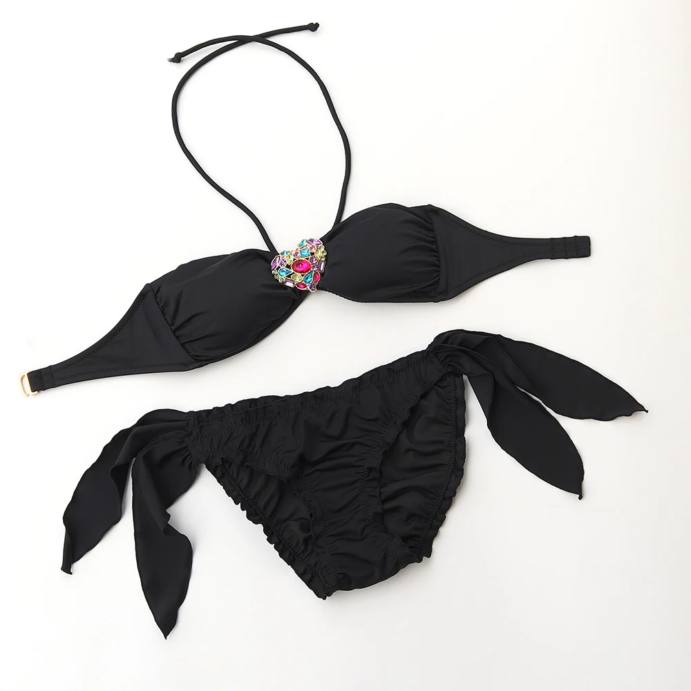 Новинка 2019 комплекты бикини для женщин купальник пляжная одежда черное сердце