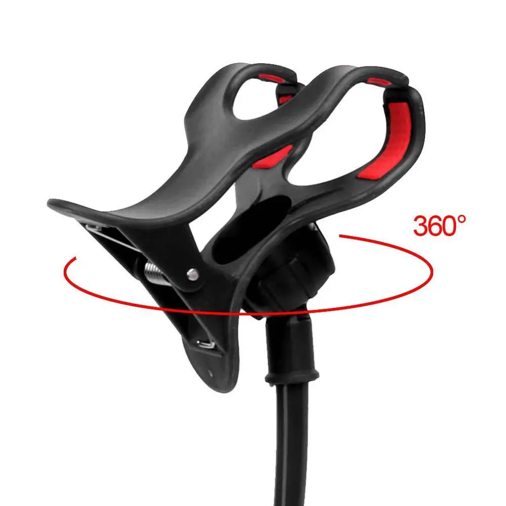 Lazy Mount Double V Clip Cell Phones Holder Clamp Flexible Goose neck Black |