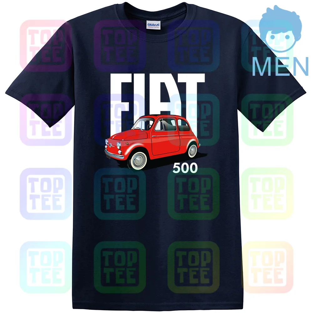 Тёмно-синий Классический итальянский Fiat 500 Футболка Винтаж ретро автомобиль дизайн Прохладный унисекс - Цвет: Тёмно-синий