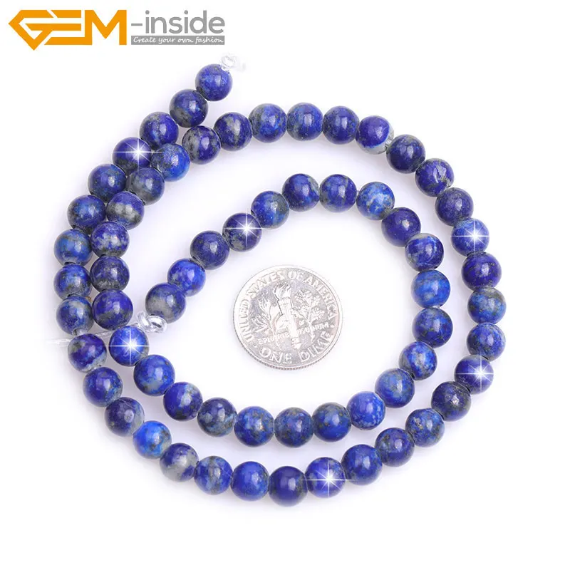 Бусины Из Натурального синего лазурита с большим отверстием круглые каменные