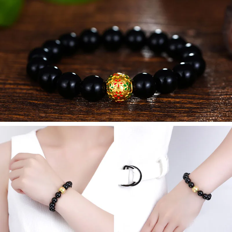 

Solid 24K Yellow Gold Bracelet Women 999 Gold 11MM Ball Bracelet