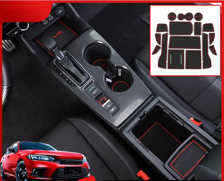 

Car Central Control Storage Box Anti-Skid Pad Armrest Box Decoration Sticker For Honda Civic 11th Gen Modification Accessories
