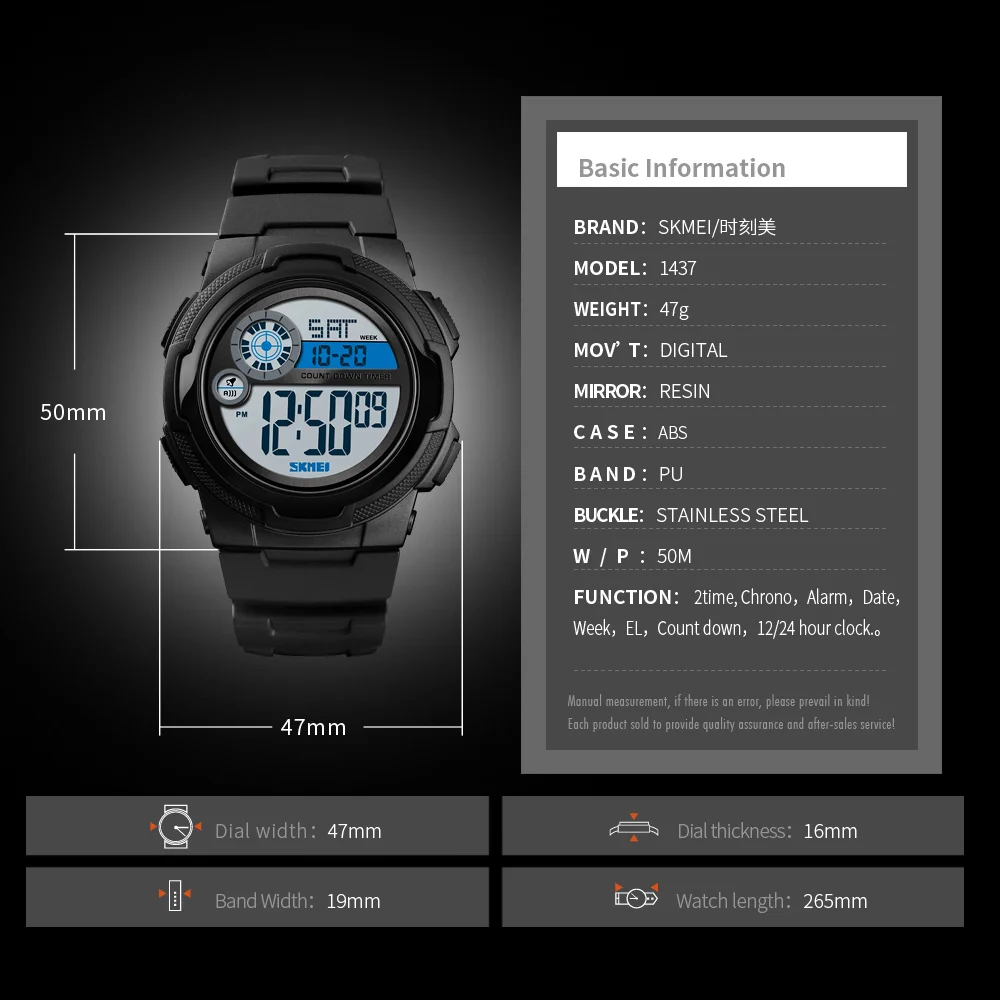 

SKMEI 2 Time Sports Watch Men Stopwatch Waterproof Mens Wristwatch Wristband Alarm clock Digital Watches relogio masculino 1437