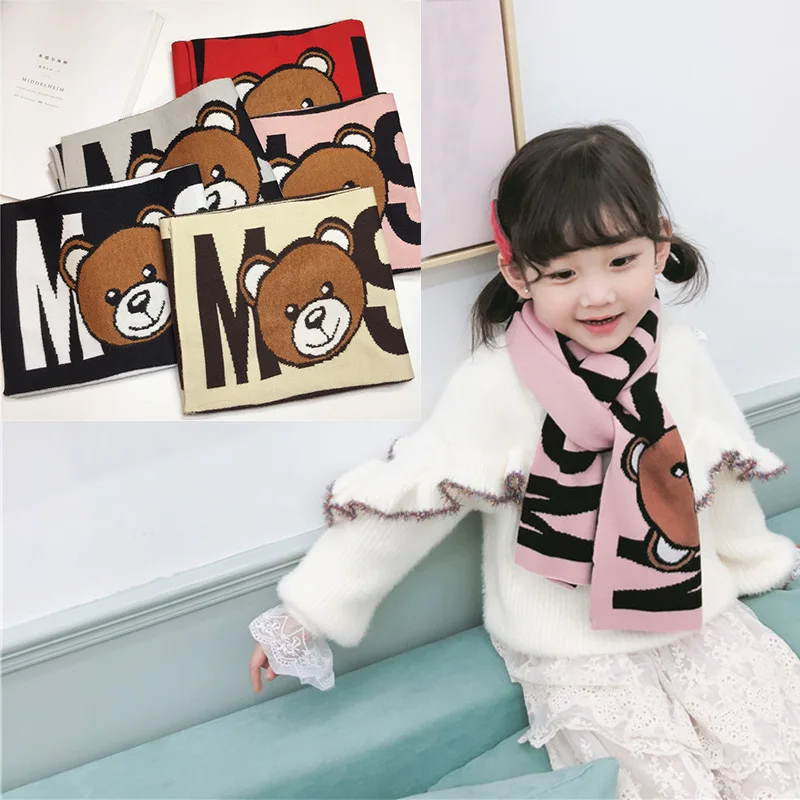 2019 новый зимний шарф с мультяшным медведем многоцветный милый детский теплый