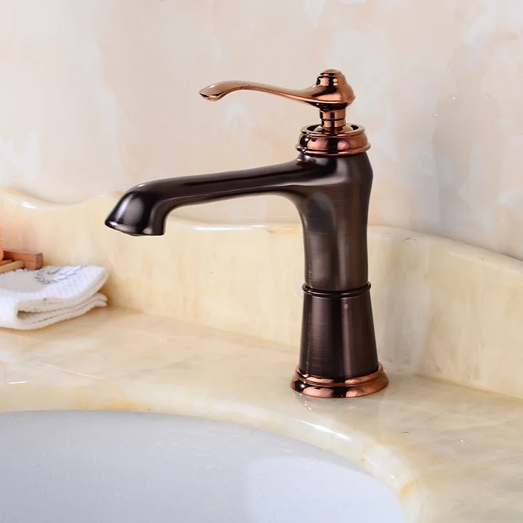 

Смеситель для раковины в европейском стиле, черный смешанный в стиле ретро, медный сплав, античный топаз, кран для ванны