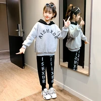 hooded winter spring autumn warm girls suit cotton sweater pants 2pcssets%c2%a0teenage childrens school clothing%c2%a0kids party high